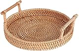 Obst Etagere Obstschale Obstkorb Fruchtschale Rattan Obstkorb Handgemachte Binaural Obstschüssel, Snackplatte Brotkorb for Picknick Party Hochzeit Fruchtorganisator Obstkörbe Obstschalen ( Size : 28cm