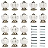 Kurtzy Schrankgriffe Vintage Weiß & Gold Kürbis Keramik Möbelknauf Vintage mit Schrauben (16er Pack) 3,6 x 3,9 cm - Runde Möbelknöpfe Vintage Griffe für Büro Möbel, Küchenschrank, Schubladen Knöpfe