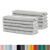 10er Pack Frottier Gästetücher Set 30x50 cm | 100% Baumwolle| 10x Gästetuch Grau