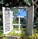 Deko-Impression Wunderschöner Wandspiegel Fensterläden Landhaus Creme Shabby-Chic 59cm