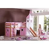 Relita Bett, buche, rosa/weiß