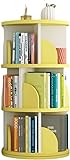 Bücherregale, umweltfreundlich, hohes Bücherregal, modernes, zeitgenössisches, um 360° drehbares Aufbewahrungsdisplay, Standregale, Regal (Farbe: Gelb, Größe: 40 x 98 cm)