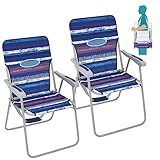 #WEJOY 2 Stück hohe Rückenlehne Outdoor Rasen Konzert Strand Klappstuhl mit harten Armlehnen Schultergurt Tasche für Erwachsene Camping, unterstützt 136 kg
