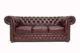 Chesterfield Sofa First Class - The Chesterfield Brand | 3 Sitzer Sofa | 100% Leder, handgefertigt, Original Chesterfield | Breite 200 cm | Cloudy Rot