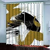 GSKOQD Vorhang Blickdicht Ösenschal Verdunkelungsvorhang Digitaldruck 3D Goldener Kranich, Schwarze Kunst Gardinen Wohnzimmer Schlafzimmer Thermovorhang Deko Vorhänge 2Er Set - 280X260Cm (B X H)