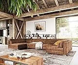 DELIFE Sofa Elio Lederimitat Vintage Braun Antik 400x185 cm XL Wohnlandschaft