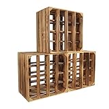 CHICCIE 3 Set Weinregal Wino aus Holz - Geflammt + Regal Holzkiste