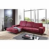 Piolo Ivar Ecksofa in rot mit großer Liegefläche, hochwertige Polsterung, gemütliches Sofa mit Ottomane rechts in modernem Look