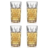 Amisglass Whisky Gläser 4er Set, Bleifrei Kristallgläser als Wassergläser & Longdrinkgläser, Gin Gläser Set 350ml, Hochwertig & Einzigartig