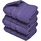 Handtücher, 600 g/m², keine Verdrehung, Baumwolle, sehr saugfähig und schnell trocknend, Luxus-Hotelqualität, Luxus-Kollektion, farbbeständig, 50 x 80 cm (Pflaumenviolett, 4 Stück)