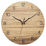 Foxtop Wanduhr Modern groß ohne Ticken 30 cm Holz Metall Deko Uhr für Wohnzimmer, Schlafzimmer, Küche, Zuhause, Büro