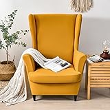CHNSHOME Sesselhusse Ohrensessel 2 Stück Sesselbezug Sessel-Überwürfe Ohrensessel Stretch Sesselüberzugs Ohrensessel Überzug Khaki