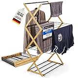 LAZYLINE® Wäscheturm [Platzsparend] für kleine Räume Hoch Stabil 10m Länge Wäscheständer Turm für Badewanne, Camping, Balkon als Wäschetrockner Clothes Drying Rack