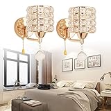 2PCS Moderne Wandleuchte Kristall Wandlampe Eleganter Stil Kreative Zylinder Wandleuchte Kristall Wandleuchte Innen für Wohnzimmer Korridor Esszimmer Schlafzimmer (Gold)