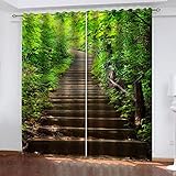 LAMPPE Vorhänge Kinderzimmer Mädchen Junge 3D Waldleiterdruck Blickdicht Verdunkelung 2Er Set H 232 X B 132 cm Verdunkelungsvorhang Thermogardinen Wohnzimmer Mit Ösen Vorhänge Schlafzimmer
