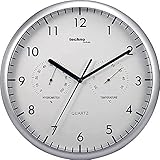Technoline, WT 650 Wanduhr mit Thermometer und Feuchtigkeitsmesser, Ø 26cm, silber