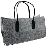 com-four® Filz-Tasche XL für den Einkauf, Zeitungsständer, Spielzeug oder Picknick am Strand, robust aus dickem Filz, perfekte Kaminholztasche für Brennholz 52 x 26 cm (01 Stück - Tasche hellgrau)