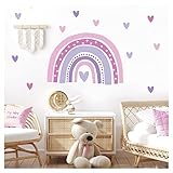 Little Deco Wandaufkleber Regenbogen lila Wandsticker Herzchen Kinderzimmer Babyzimmer Wandtattoo Herzen Wanddeko DL942-3