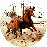 Generisch (20 28) KINDERUHR WANDUHR Glasuhr (Acryl) Pferd Stute FOHLEN - Ø 29 cm - AUCH MIT Wunschname