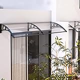 Vordach mit Seitenteil Vordach für Haustür Überdachung Haustür aus Aluminium und Polycarbonat,Transparentes Pultbogenvordach Vordach für Haustür (100X200CM)