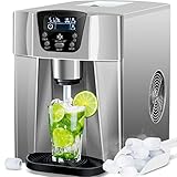 KESSER® Eiswürfelbereiter | Eiswürfelmaschine Edelstahl | 100W Ice Maker | 12 kg 24 h | 2 Würfelgrößen | Zubereitung in 6 min | 2 Liter Wassertank | Timer | LCD-Display Wassertank Silber