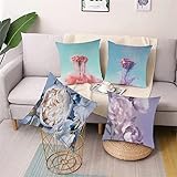 Kissenbezug Kissenbezüge 4 Stück Bunte Blumen Dekorative Kissenhülle Moderne Sofakissen Dekokissen Couchkissen Zierkissen Weicher für Sofa Wohnzimmer Schlafzimmer Outdoor Kissen 60x60cm