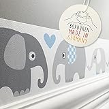 lovely label Bordüre selbstklebend Elefant GRAU BLAU - Wandbordüre Kinderzimmer Babyzimmer mit Elefanten - Wandtattoo Schlafzimmer Junge – Wanddeko Baby Kinder