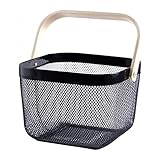 Cabilock Schminkbehälter Einkaufskorb Metall Mesh Handheld Warenkorb Lagerung Organizer Küche Lagerung Snack Bad Organizer (Schwarz) Weidenkorb Schmink Behälter Für Make Up