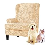 Sesselbezug für Ohrensessel Überzug Husse Bezug Sesselhusse 1 Sitzer Gelb Jacquard Sessel-Überwürfe 2 Stück Schutzbezug Sesselschoner für Relaxsessel Fernsehsessel