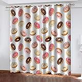 GSKOQD Verdunkelungsvorhang Kinderzimmer Blickdichter Vorhang 264X240Cm (B X H) Digitaldruck 3D Rosa Donut Ösenschal 2Er Set Vorhänge Wohnzimmer Schlafzimmer Thermo Gardinen