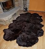 MEIWITT® Schaffellteppich Schaffell Echtfell Teppich Braun (aus 8 Fellen)