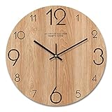 Urijk Wandnuhr Geräuschlos 12 Zoll Holz Wanduhr Modern Stil großes Ziffernblatt Uhr Sekundenzeiger Wohnaccessoire für Zuhause Küche Wohnzimmer Dekoration(B，2#)