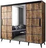 Kryspol Schiebetürenschrank Galicja V2 250 cm Kleiderschrank mit Spiegel Einlegeboden Schlafzimmer- Wohnzimmerschrank Schiebetüren Modern Design (Schubladen: 0)