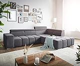 DELIFE Eckcouch Torin Mikrofaser Steingrau 300x210 cm Ottomane rechts Ecksofa