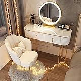 RobLux Großes Schminkset mit LED-Leuchten, Spiegel, Schminktisch, Schminktisch mit Schublade, Schminktisch mit gepolstertem Hocker als Geschenk für Mädchenschlafzimmer