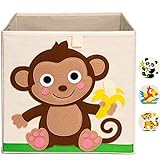 Ceria Star Kinder Aufbewahrungsbox | Spielzeug Box (33x33x33) mit Tiermotiven für Baby- und Kinderzimmer | Faltbare Spielzeugkiste zur Aufbewahrung im Kallax Regal | Affe