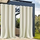Kazaigou Outdoor Gardinen Balkon Vorhänge Beige, Sichtschutz Outdoor Wetterfest Abtrennung Garten Sichtschutz, Balkon Sichtschutz Terrasse Vorhang Outdoor Wetterfest Sonnenschutz Terrasse 132x245cm