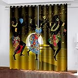 ARMOQ Verdunkelungsvorhänge mit Ösen, Afrikanische Tanzfiguren im ethnischen Stil 80x160CM x 2 3D wärmeisolierender Vorhang, Polyester, blickdichter Vorhang für Jungen und Mädchen, Schlafzimmer, Wohn