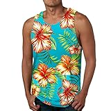 Xmiral Herren Sommer Mode Casual Strand Küste Digital 3D gedruckt Rundhals ärmelloses T-Shirt Weste Top Retro Tank Top (1-Himmelblau,1-Himmelblau)