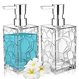 Seifenspender,2er Pack 11 Unzen Acryl nachfüllbare Handwaschmittel Shampoo Lotion Spenderflasche mit Pumpe für Badezimmer, Arbeitsplatte, Küchenspüle, Waschküche Farblos