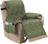 Samt Recliner Slipcover gesteppt Sofa Slipcover rutschfeste Recliner Stuhlabdeckung Plüschwaschbare Möbelschutz for Kinder Haustiere (Color : Green, Size : Recliner)