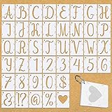 OOTSR 42 Stück Buchstaben und Zahlen Schablonen Set, 2 Inch Zeichnung Malschablonen, Wiederverwendbar Kunststoff Schablonen Vorlagen für Holz, Boden, Möbel Wandgestaltung, Scrapbooking DIY Deko