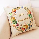 Skcess 1 Kissenbezug 45x45cm, Kissenbezug Orange Herbst Kürbis Leinen Kissenbezug Deko Wohnzimmer Schlafzimmer