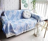 Romantische Geometrie-Überwurfdecke, Sofa, dekorativer Schonbezug, bunt, für Sofa, Betten, kariert, rutschfeste Nähte, Decken, Tagesdecke, Grün, 90210 cm