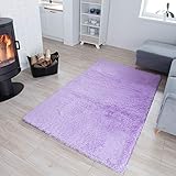 TAPISO Silk Shaggy Teppich Hochflor Modern Langflor Teppiche Einfarbig Violett Lila Weich Schlafzimmer Wohnzimmer Kinderzimmer ÖKOTEX 200 x 300 cm
