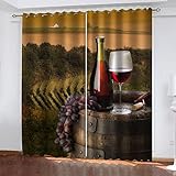 REPWEY Vorhänge Blickdicht Wohnzimmer Gardinen Verdunkelungsvorhang Schlafzimmer Kinderzimmer Thermovorhang 3D Weinberg-Druck Digitaldruck Ösenschal 2Er Set 150X160cm Fensterdekoration