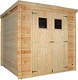 TIMBELA Gartenhaus Holz - Geräteschuppen Holz - Gerätehaus mit Boden Imprägnierte B204xL204xH202 cm/ 3.53 m2 - Fahrrad Schuppen - Gartenhäuser & aufbewahrung Wasserfestes Dach M309+M309G
