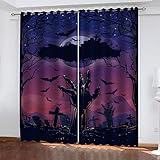 SAKKAI 3D Halloween-Zombie Muster Schallschutz Vorhang 2Er Set Ösen Für Schlafzimmer Kinderzimmer, Gardinen Wohnzimmer Modern, Thermo Vorhänge Blickdicht Fensterdekoration 234X230cm (BxH)