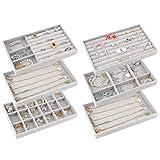 talifoca Schmucktablett,6 Stück Schmuck Schublade Organizer Set, Schmuckaufbewahrung Stapelbar,Schmuckeinsatz für Schubladen,Schubladeneinsatz Schmuck für Halsketten Armbänder Ohrringe Ringe Uhren