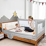 Sinbide Tragbares Bettgitter, Bettschutzgitter für Kleinkinder, Ausziehbares Bettgeländer, klappbares Bettgeländer, Kindersturzsicherung, Schlafzimmer-Zubehör für Jungen und Mädchen, grau (180x100)